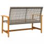 Preview: Gartenbank Grau 112 cm Poly Rattan und Akazienholz