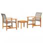 Preview: ARDEBO.de - 3-tlg. Bistro-Set Grau Poly Rattan und Akazienholz