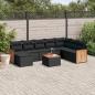 Preview: ARDEBO.de - 9-tlg. Garten-Sofagarnitur mit Kissen Schwarz Poly Rattan