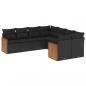 Preview: ARDEBO.de - 8-tlg. Garten-Sofagarnitur mit Kissen Schwarz Poly Rattan