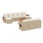 Preview: 11-tlg. Garten-Sofagarnitur mit Kissen Beige Poly Rattan