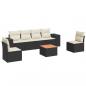 Preview: 7-tlg. Garten-Sofagarnitur mit Kissen Schwarz Poly Rattan