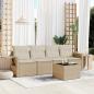 Preview: ARDEBO.de - 5-tlg. Garten-Sofagarnitur mit Kissen Beige Poly Rattan