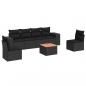 Preview: ARDEBO.de - 7-tlg. Garten-Sofagarnitur mit Kissen Schwarz Poly Rattan