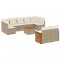 Preview: ARDEBO.de - 10-tlg. Garten-Sofagarnitur mit Kissen Beige Poly Rattan