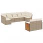 Preview: 9-tlg. Garten-Sofagarnitur mit Kissen Beige Poly Rattan