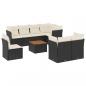 Preview: ARDEBO.de - 9-tlg. Garten-Sofagarnitur mit Kissen Schwarz Poly Rattan