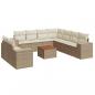 Preview: ARDEBO.de - 10-tlg. Garten-Sofagarnitur mit Kissen Beige Poly Rattan