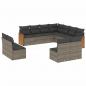 Preview: ARDEBO.de - 11-tlg. Garten-Sofagarnitur mit Kissen Grau Poly Rattan