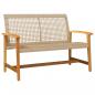 Preview: Gartenbank Beige 112 cm Poly Rattan und Akazienholz