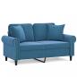 Preview: ARDEBO.de - 2-Sitzer-Sofa mit Zierkissen Blau 120 cm Samt