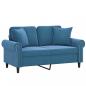 Preview: 2-Sitzer-Sofa mit Zierkissen Blau 120 cm Samt