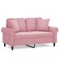 Preview: 2-Sitzer-Sofa mit Zierkissen Rosa 120 cm Samt