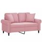 Preview: 2-Sitzer-Sofa mit Zierkissen Rosa 120 cm Samt