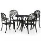 Preview: ARDEBO.de - 5-tlg. Bistro-Set Aluminiumguss Schwarz