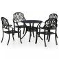 Preview: ARDEBO.de - 5-tlg. Bistro-Set Aluminiumguss Schwarz