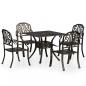 Preview: ARDEBO.de - 5-tlg. Bistro-Set Aluminiumguss Bronzen