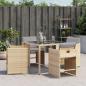 Preview: Gartenstühle mit Kissen 4 Stk. Beigemischung Poly Rattan