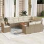 Preview: ARDEBO.de - 11-tlg. Garten-Sofagarnitur mit Kissen Beige Poly Rattan