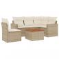 Preview: ARDEBO.de - 6-tlg. Garten-Sofagarnitur mit Kissen Beige Poly Rattan