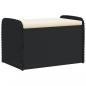 Preview: ARDEBO.de - Sitzbank mit Stauraum & Kissen Schwarz 80x51x52 cm Poly Rattan