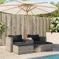 Preview: 5-tlg. Garten-Sofagarnitur mit Kissen Grau Poly Rattan Akazie