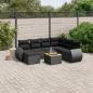 Preview: ARDEBO.de - 8-tlg. Garten-Sofagarnitur mit Kissen Schwarz Poly Rattan