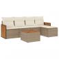 Preview: ARDEBO.de - 6-tlg. Garten-Sofagarnitur mit Kissen Beige Poly Rattan