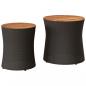 Preview: Garten-Beistelltische 2 Stk. mit Holzplatte Schwarz Poly Rattan