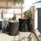 Preview: Garten-Beistelltische 2 Stk. mit Holzplatte Schwarz Poly Rattan