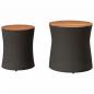 Preview: Garten-Beistelltische 2 Stk. mit Holzplatte Schwarz Poly Rattan