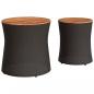 Preview: Garten-Beistelltische 2 Stk. mit Holzplatte Schwarz Poly Rattan