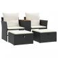 Preview: ARDEBO.de - Gartensofa 2-Sitzer mit Hockern Schwarz Poly Rattan