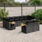 Preview: ARDEBO.de - 9-tlg. Garten-Sofagarnitur mit Kissen Schwarz Poly Rattan