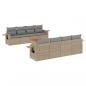 Preview: ARDEBO.de - 9-tlg. Garten-Sofagarnitur mit Kissen Beige Poly Rattan