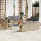 Preview: ARDEBO.de - 13-tlg. Garten-Sofagarnitur mit Kissen Beige Poly Rattan