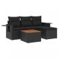 Preview: 5-tlg. Garten-Sofagarnitur mit Kissen Schwarz Poly Rattan