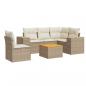 Preview: 6-tlg. Garten-Sofagarnitur mit Kissen Beige Poly Rattan