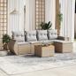 Preview: ARDEBO.de - 6-tlg. Garten-Sofagarnitur mit Kissen Beige Poly Rattan