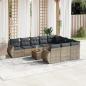 Preview: ARDEBO.de - 11-tlg. Garten-Sofagarnitur mit Kissen Grau Poly Rattan