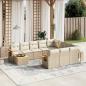 Preview: ARDEBO.de - 11-tlg. Garten-Sofagarnitur mit Kissen Beige Poly Rattan