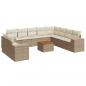 Preview: ARDEBO.de - 11-tlg. Garten-Sofagarnitur mit Kissen Beige Poly Rattan