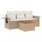 Preview: ARDEBO.de - 4-tlg. Garten-Sofagarnitur mit Kissen Beige Poly Rattan