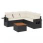 Preview: ARDEBO.de - 6-tlg. Garten-Sofagarnitur mit Kissen Schwarz Poly Rattan