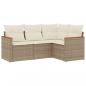 Preview: ARDEBO.de - 4-tlg. Garten-Sofagarnitur mit Kissen Beige Poly Rattan