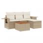 Preview: 5-tlg. Garten-Sofagarnitur mit Kissen Beige Poly Rattan