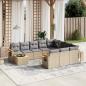 Preview: ARDEBO.de - 11-tlg. Garten-Sofagarnitur mit Kissen Beige Poly Rattan