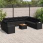 Preview: ARDEBO.de - 11-tlg. Garten-Sofagarnitur mit Kissen Schwarz Poly Rattan