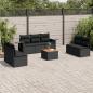 Preview: ARDEBO.de - 8-tlg. Garten-Sofagarnitur mit Kissen Schwarz Poly Rattan