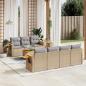 Preview: ARDEBO.de - 8-tlg. Garten-Sofagarnitur mit Kissen Beige Poly Rattan